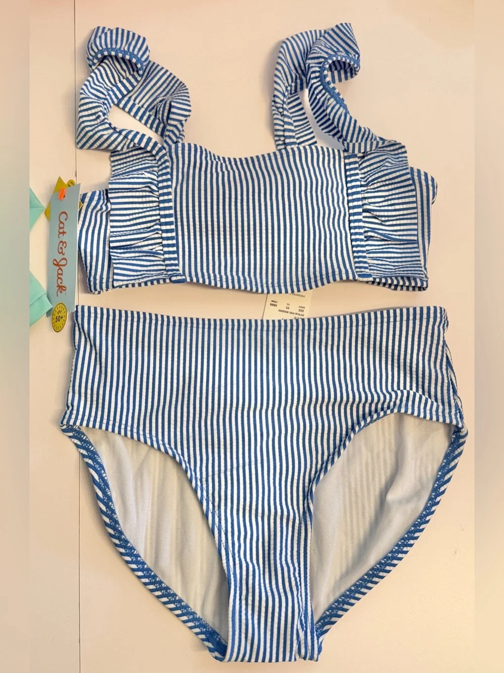 Cat & Jack Aqua Floral two Piece Rash Swimsuit & striped 2 piece bathing suits